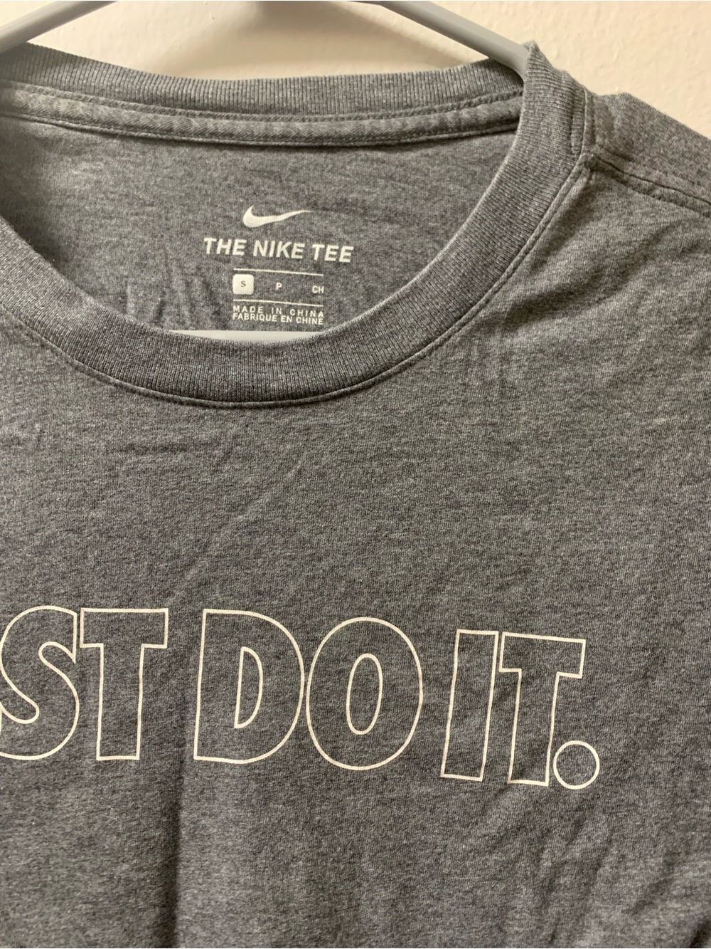 Nike Gray Long-Sleeve Crewneck Tee with 'Just Do It.' Chest Print - Picture 2 of 2